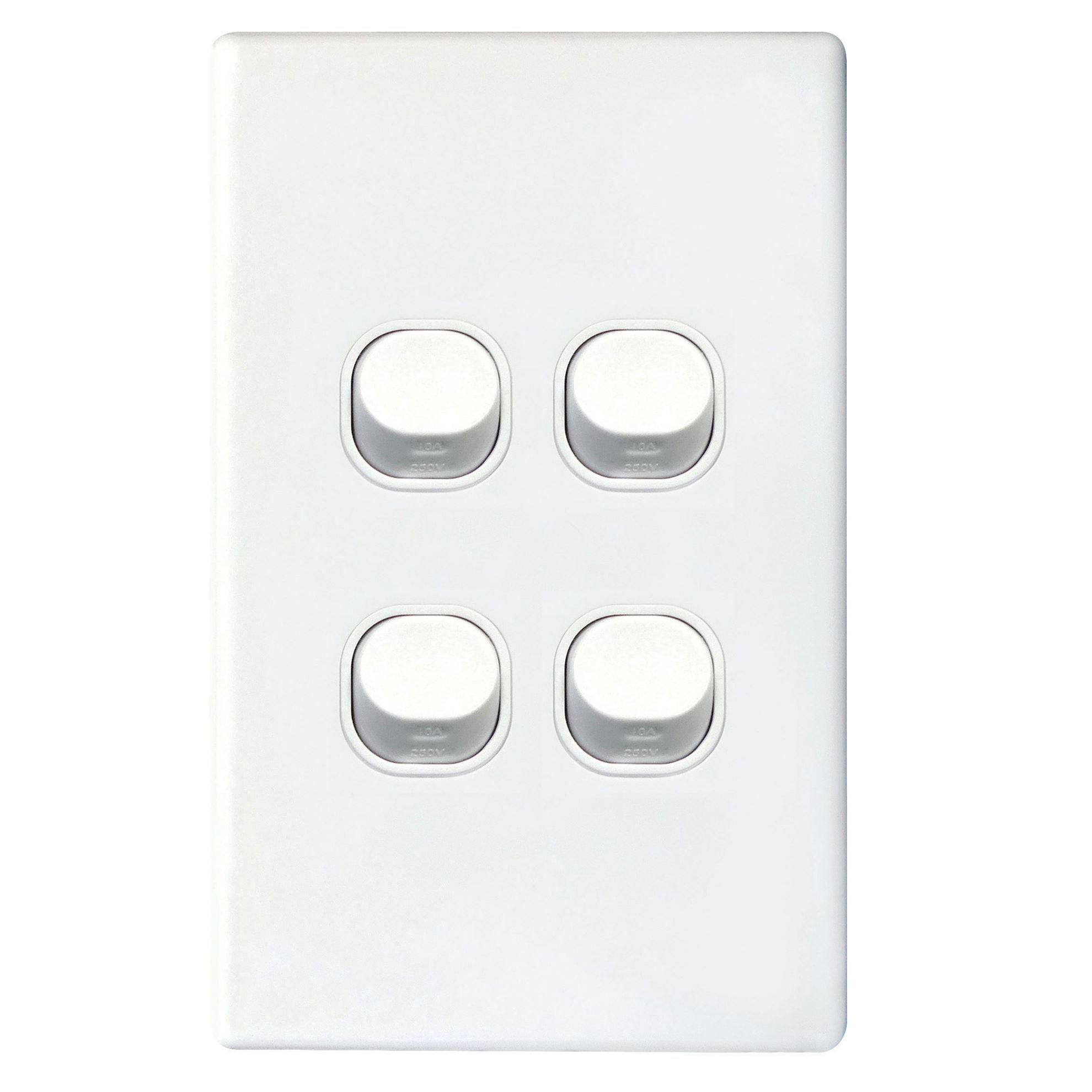 4Gang 16Amp Wall Switch - White